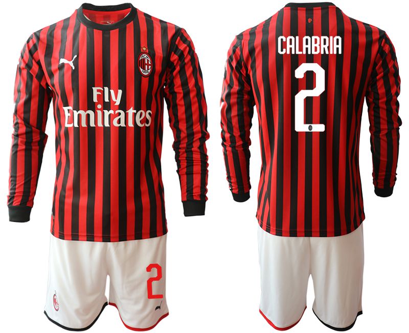 Men 2019-2020 club AC milan home long sleeve #2 red Soccer Jerseys